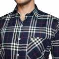 Burberry Navy Blue Premium Quality Men's Check Shirt-thumb-2