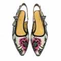 Dior Flower Printed White Premium Quality Flat Sandals-thumb-5
