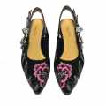 Dior Flower Printed Black Premium Quality Flat Sandals-thumb-5