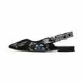 Dior Flower Printed Black Premium Quality Flat Sandals-thumb-1