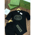 Gucci Black Premium Quality Men's Short Sleeve T-shirt & Shorts-thumb-0