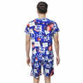 Chanel Floral Logo Print Blue Premium Shirt & Shorts Combo-thumb-1