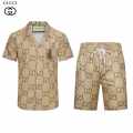 Gucci GG Printed Brown Premium Short Sleeve Shirt & Shorts Combo-thumb-0
