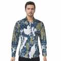Amiri White & Blue Printed Premium Quality Designer Shirt-thumb-0