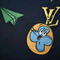Louis Vuitton Dark Blue Embroidery Design Kids T-shirt-thumb-3