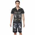 Amiri Zig Zag Print Black Silk Bowling Shirt & Shorts Combo-thumb-0