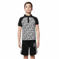 Fendi logo Printed Black & White Kids Co-ord Set-thumb-0