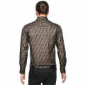 Fendi logo Print Brown Premium Cotton Shirt-thumb-1