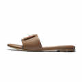 Fendi logo Brown Premium Leather Flat Sandals-thumb-1