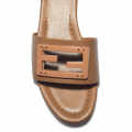Fendi logo Brown Premium Leather Flat Sandals-thumb-3