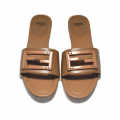Fendi logo Brown Premium Leather Flat Sandals-thumb-5