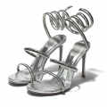 Rene Caovilla Cleo Crystal Silver Heel Sandals-thumb-0