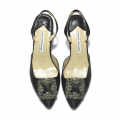 Manolo Blahnik Black Premium Leather Heel Sandals-thumb-5
