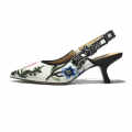 Dior Floral Printed White Premium Heel Sandals-thumb-1