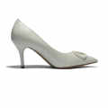Valentino White Leather V Logo Pumps Sandals-thumb-2