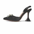 Amina Muaddi Black Begum Sling Satin Heel Sandals-thumb-1