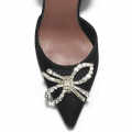 Amina Muaddi Black Begum Sling Satin Heel Sandals-thumb-3