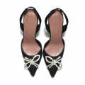 Amina Muaddi Black Begum Sling Satin Heel Sandals-thumb-5