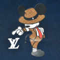 Louis Vuitton Mickey Mouse Print Navy Blue Shirt-thumb-3