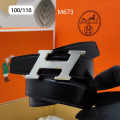 Hermes Silver Premium Quality Leather Belt-thumb-0