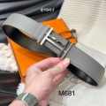 Hermes Grey & Silver Premium Quality Leather Belt-thumb-0