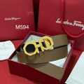 Salvatore Ferragamo Golden Premium Quality Leather Belt-thumb-0