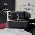 Prada Black & Silver Premium Quality Leather Belt-thumb-0