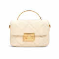 Charles & Keith Quilted Boxy Top Cream Handle Bag-thumb-0