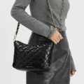 Charles & Keith  Duo Quilted Slouchy Black Hobo Bag-thumb-5