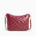 Charles & Keith Duo Quilted Slouchy Wine Hobo Bag-thumb-4
