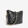 Charles & Keith  Duo Quilted Slouchy Black Hobo Bag-thumb-1