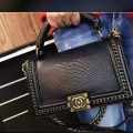 Chanel Le Boy Python Black Leather Bag-thumb-0