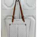 Michael Kors Jet Set Medium Logo Pocket White Tote Bag-thumb-0