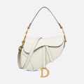 Dior Saddle Bag with Strap White Grained skin-thumb-0