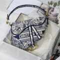 Christian Dior Canvas Embroidered Toile de Jouy Saddle Bag-thumb-1