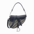 Christian Dior Black Oblique Canvas Mini Dior Saddle Bag-thumb-0