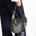 Christian Dior Black Oblique Canvas Mini Dior Saddle Bag-thumb-7
