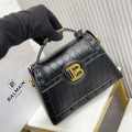Balmain B-Buzz Glazed Black Leather Dynasty Bag-thumb-0