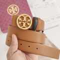 Tory Burch Brown & Golden Embellished Buckle Belt-thumb-0