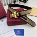 Tory Burch Brown & Golden Embellished Buckle Belt-thumb-0