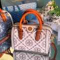 Tory Burch T Monogram Jacquard White Barrel Petite Bag-thumb-0