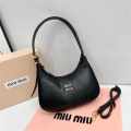 Miu Miu Logo Black Hobo Bag-thumb-0