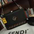 Fendi Black Zucca Embossed Leather Kan I F Top Handle Bag-thumb-0