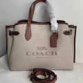 Coach Carryall Fabric Cow Leather Patchwork Beige Shoulder Bag-thumb-1