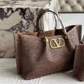 Valentino Garavani Medium Straw Summer Brown Tote Bag-thumb-0