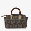 Fendi By The Way Mini Small brown FF fabric Boston bag-thumb-2