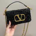 Valentino VLOGO small embellished Black leather shoulder bag-thumb-0