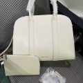 Charles & Keith Axel Faux Suede White Bowling Bag-thumb-0