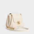 Charles & Keith Axel Faux Suede White Bowling Bag-thumb-2