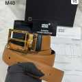 Mont Blanc Golden Premium Quality Leather Belt-thumb-0